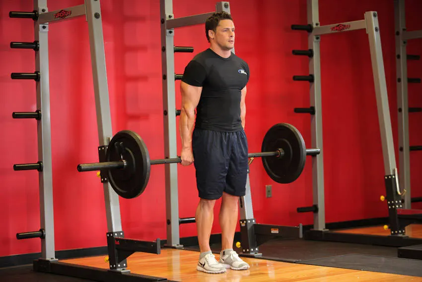 Barbell Shrug Behind The Back exercise