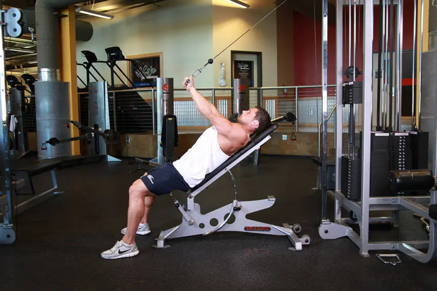 Cable Incline Triceps Extension — end position