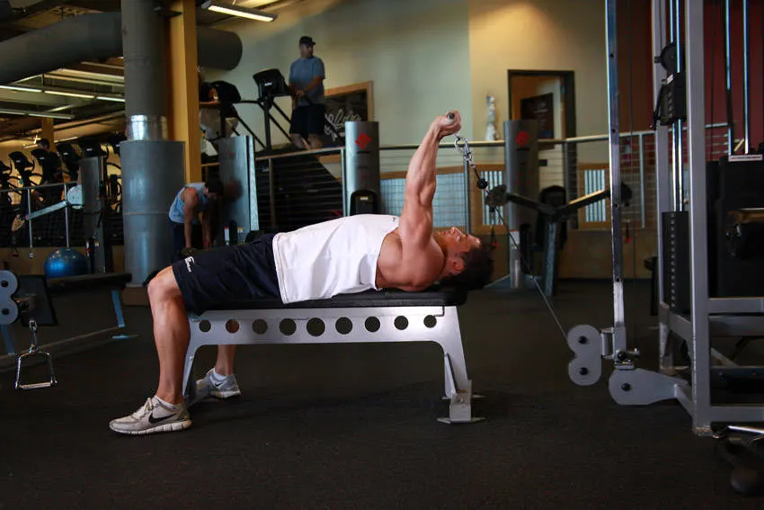 Cable Lying Triceps Extension — end position