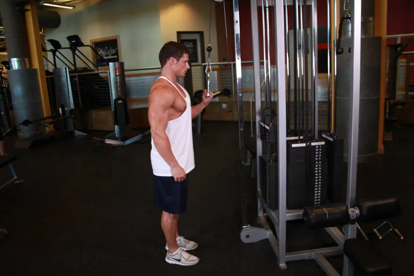 Cable One Arm Tricep Extension — end position