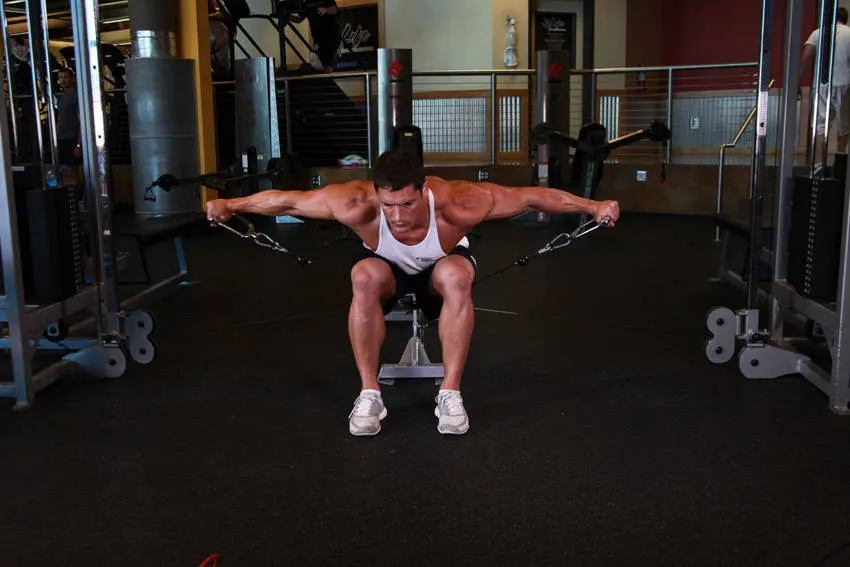 Cable Seated Lateral Raise — end position