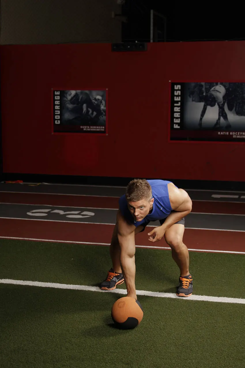 Chest Push from 3 point stance exercise