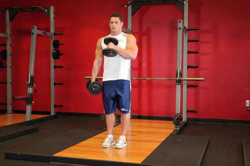 Cross Body Hammer Curl — end position