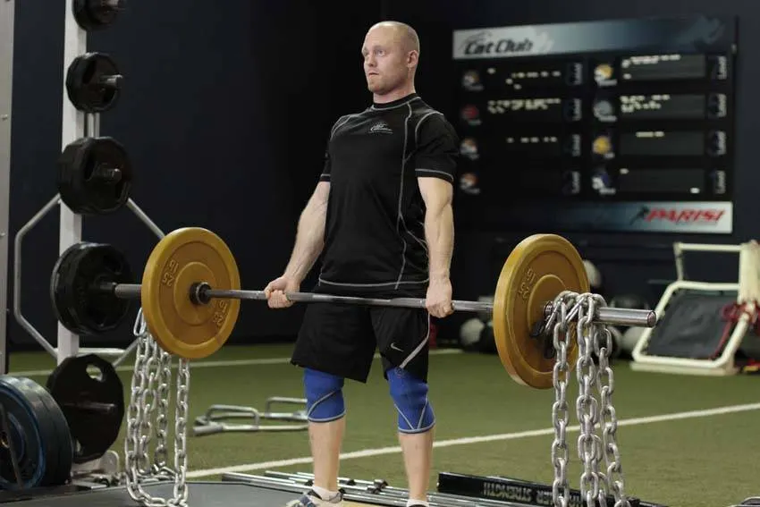 Deadlift with Chains — end position