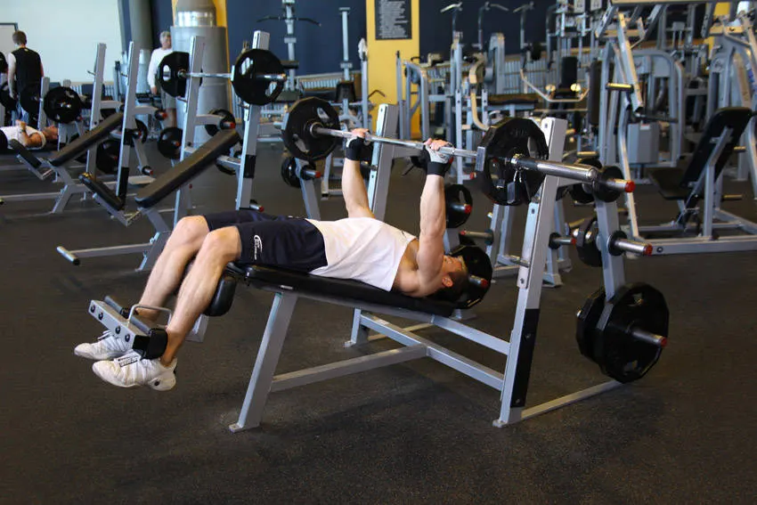 Decline Barbell Bench Press — end position