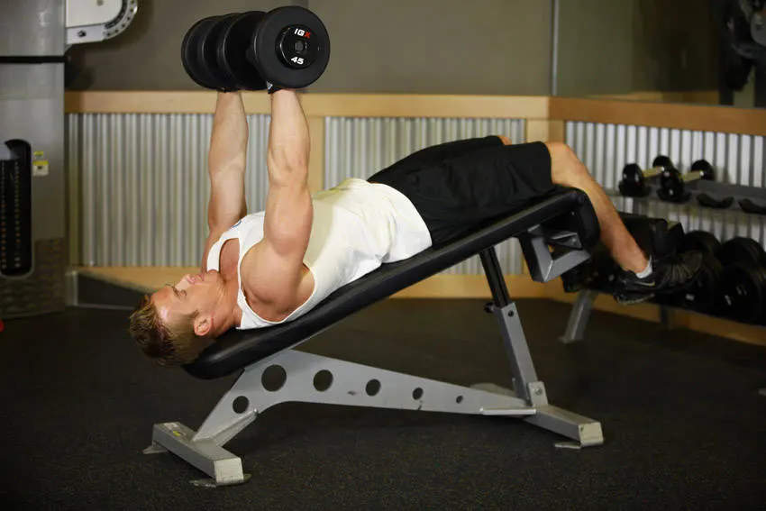 Decline Dumbbell Bench Press — end position