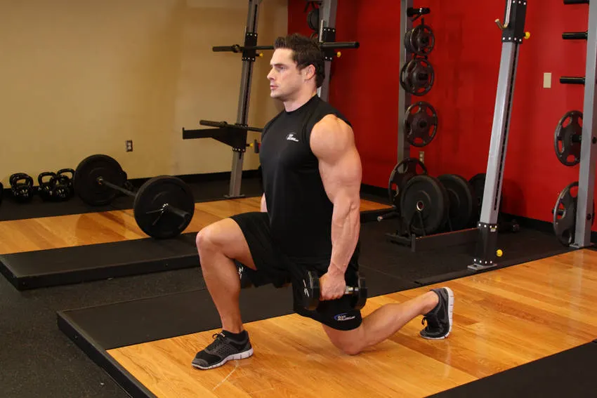 Dumbbell Lunges — end position