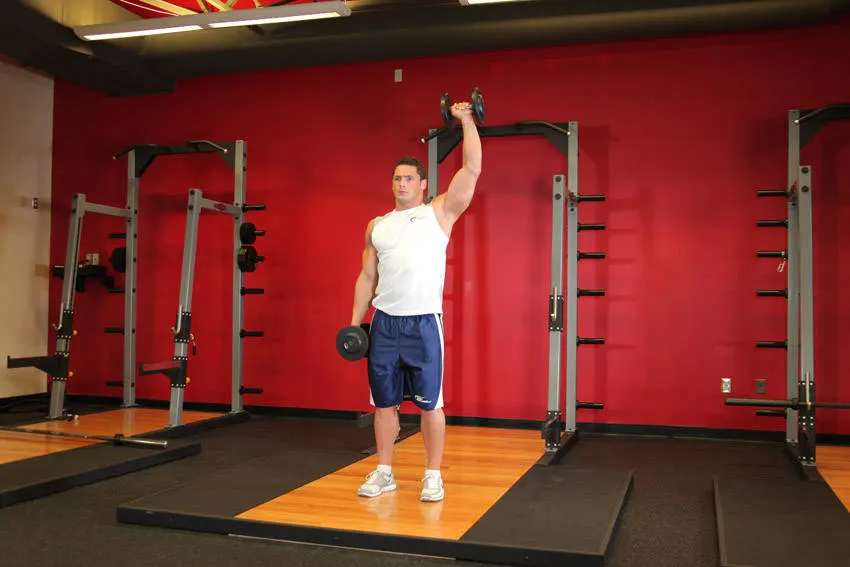 Dumbbell One-Arm Shoulder Press — end position