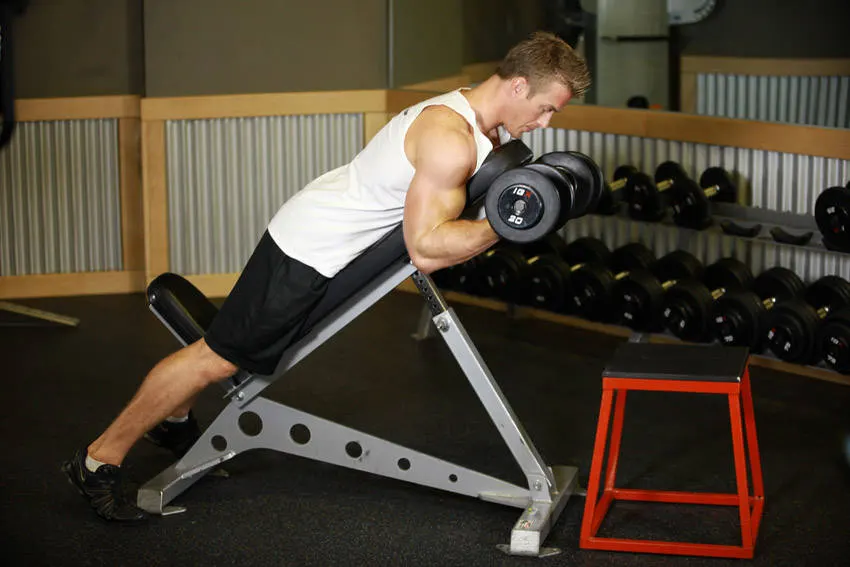 Dumbbell Prone Incline Curl exercise