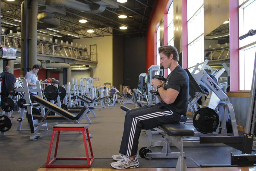 Dumbbell Seated Box Jump exercise
