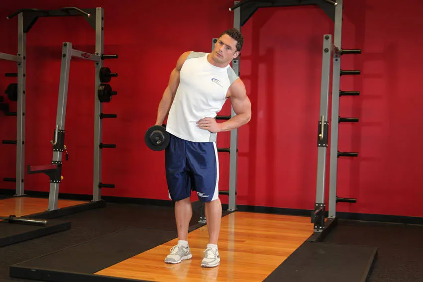 Dumbbell Side Bend — end position