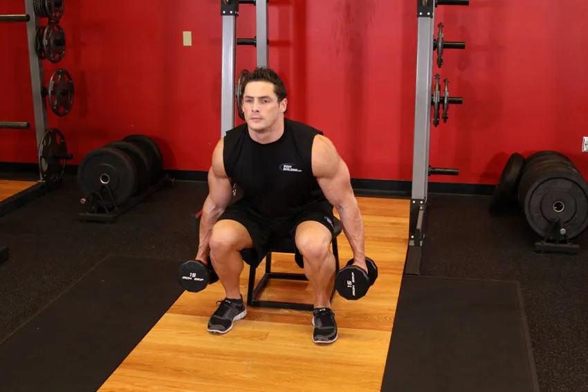 Dumbbell Squat To A Bench — end position
