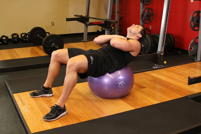 Exercise Ball Crunch — end position