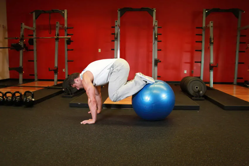 Exercise Ball Pull-In — end position