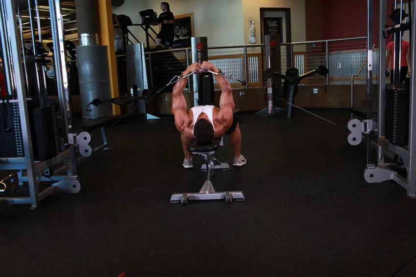 Flat Bench Cable Flyes — end position