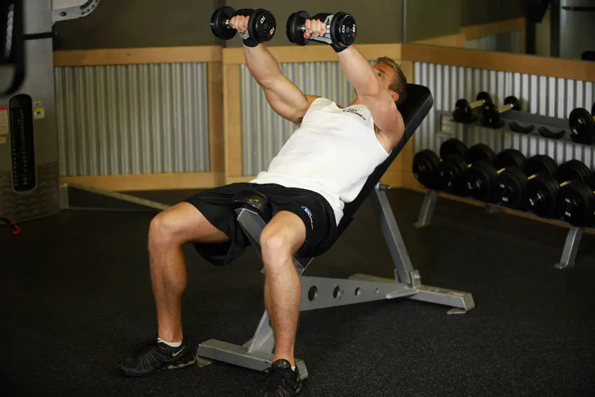 Front Incline Dumbbell Raise — end position