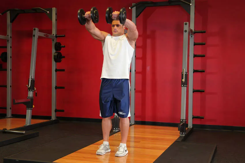 Front Two-Dumbbell Raise — end position