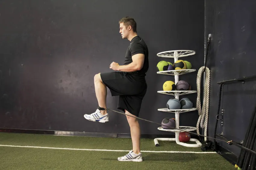 Hip Flexion with Band — end position