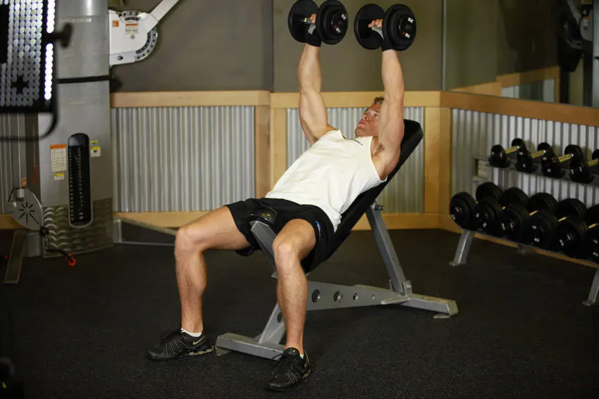 Incline Dumbbell Press — end position