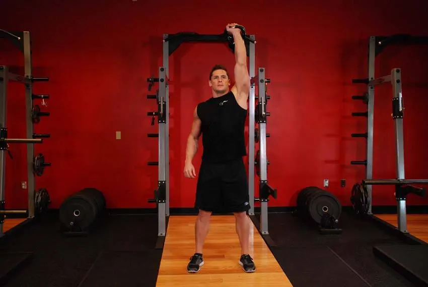 Kettlebell Arnold Press — end position