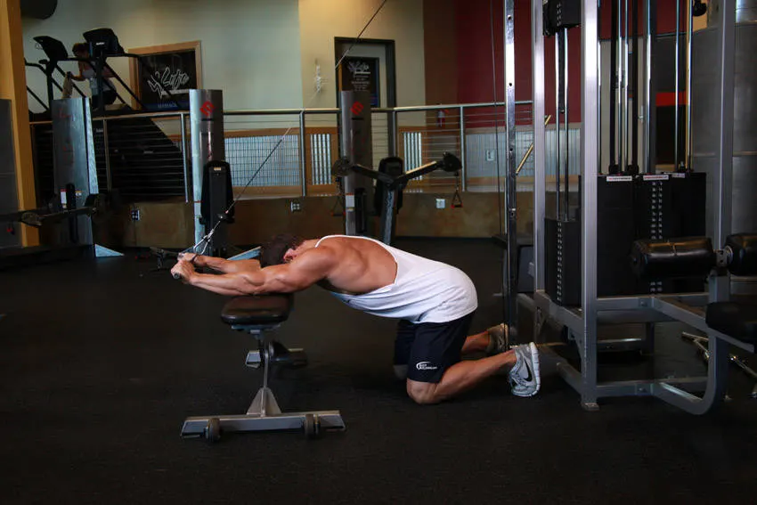 Kneeling Cable Triceps Extension — end position