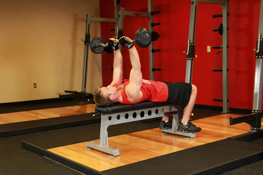 Lying Close-Grip Barbell Triceps Press To Chin exercise