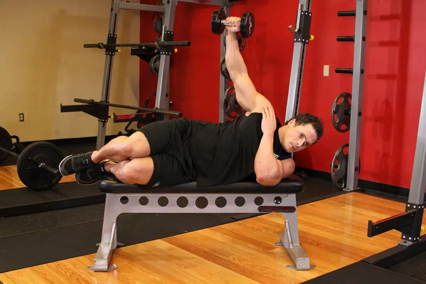 Lying One-Arm Lateral Raise — end position