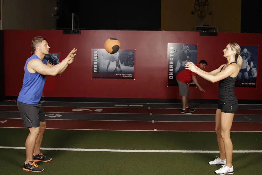 Medicine Ball Chest Pass — end position