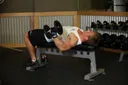 One-Arm Flat Bench Dumbbell Flye exercise