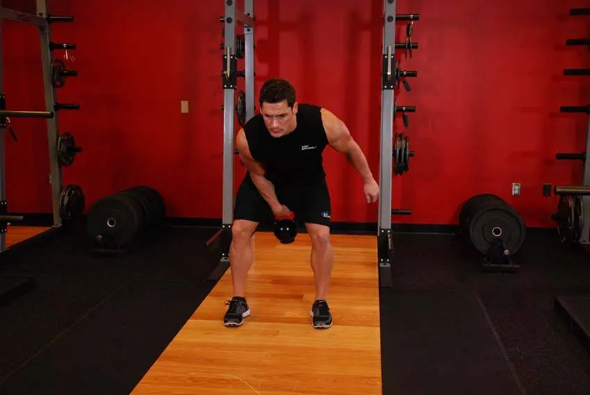 One-Arm Kettlebell Clean — end position