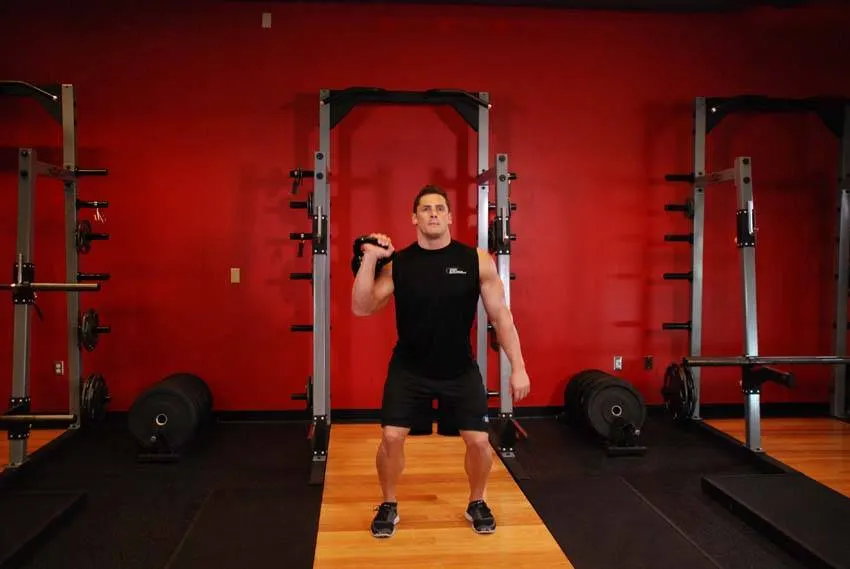 One-Arm Kettlebell Jerk — end position