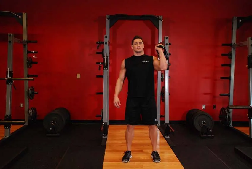 One-Arm Kettlebell Push Press exercise