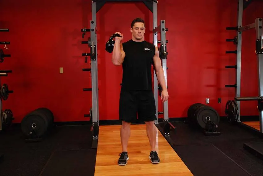One-Arm Kettlebell Split Jerk exercise