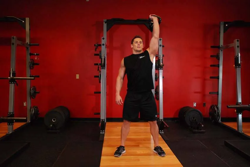 One-Arm Overhead Kettlebell Squats exercise