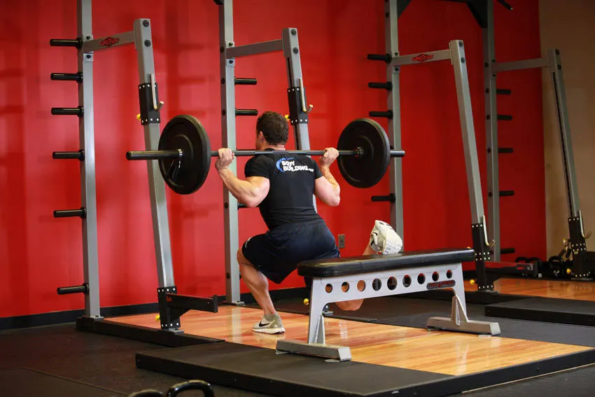 One Leg Barbell Squat — end position