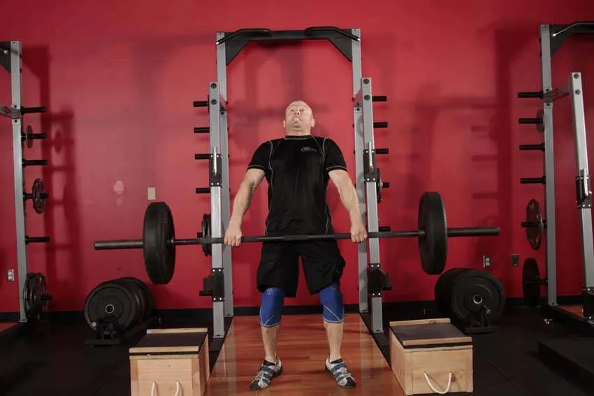 Power Clean from Blocks — end position