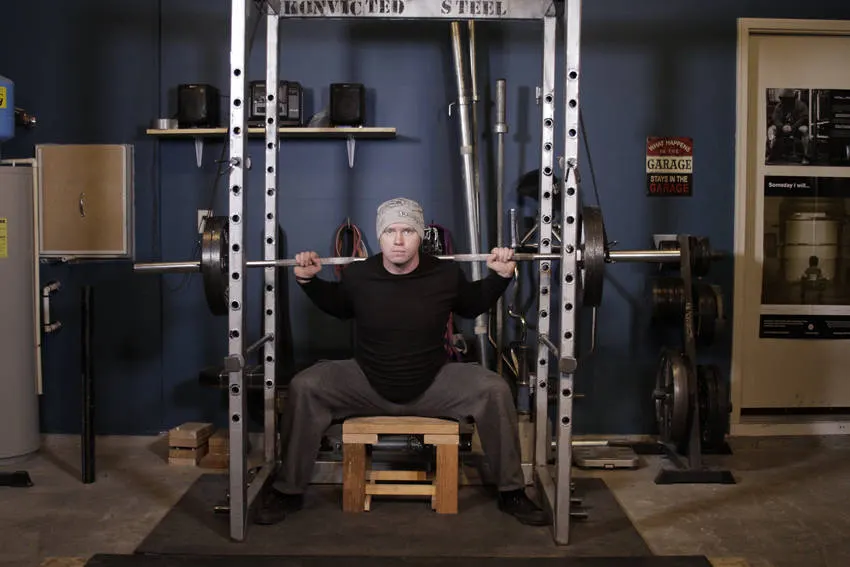 Reverse Band Box Squat — end position