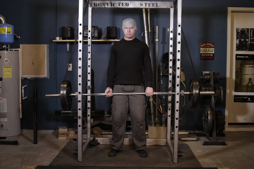 Reverse Band Deadlift — end position