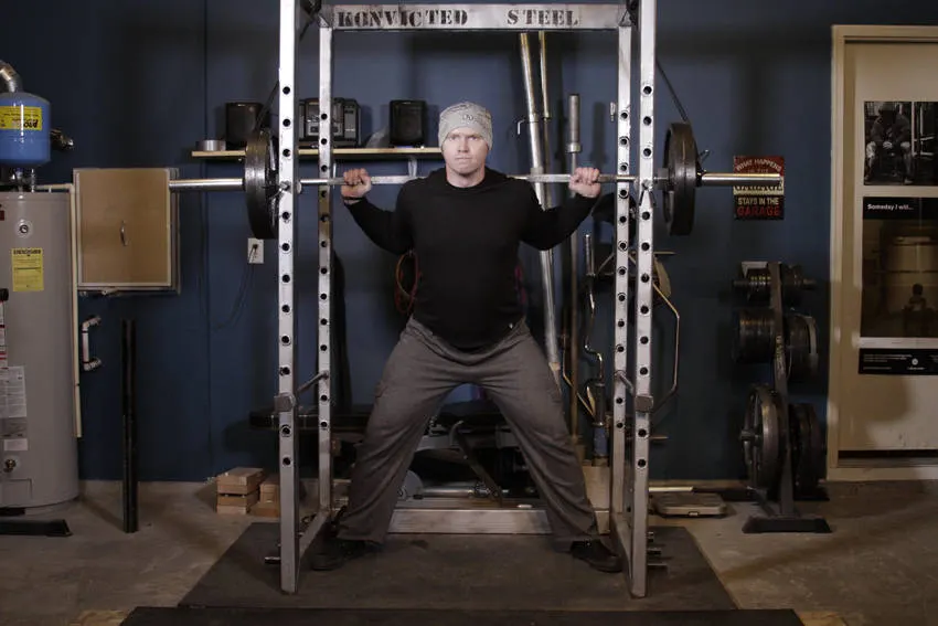 Reverse Band Power Squat — starting position