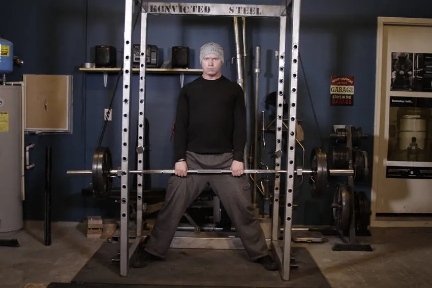 Reverse Band Sumo Deadlift — end position