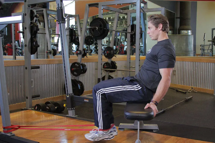 Seated Band Hamstring Curl — end position