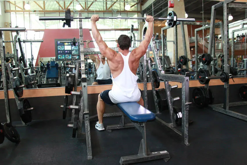 Seated Barbell Military Press — end position