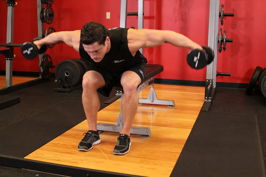 Seated Bent-Over Rear Delt Raise — end position
