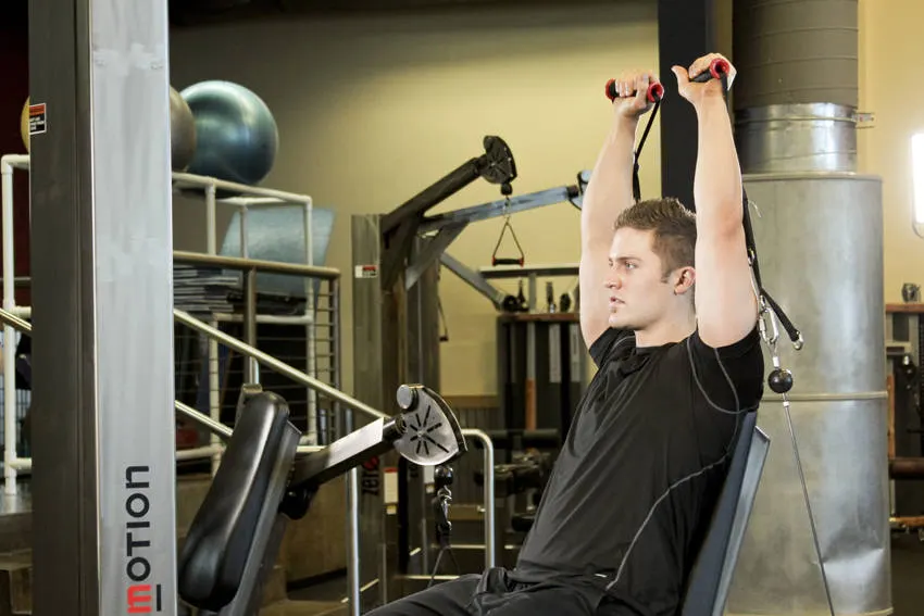 Seated Cable Shoulder Press — end position