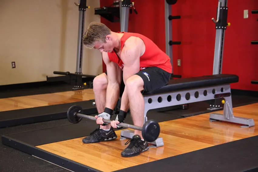 Seated Close-Grip Concentration Barbell Curl exercise