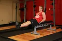 Seated Flat Bench Leg Pull-In exercise