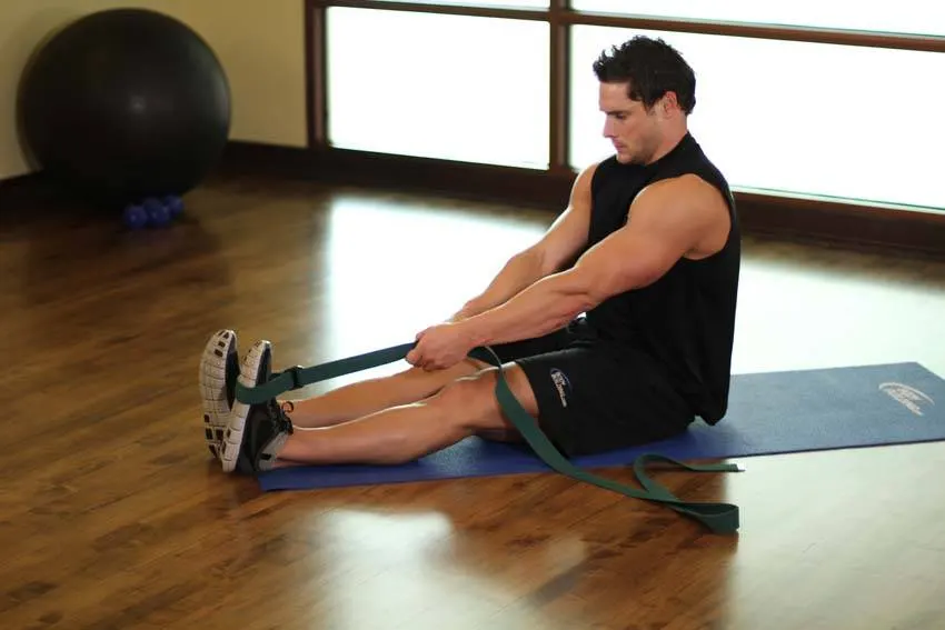 Seated Hamstring and Calf Stretch — end position