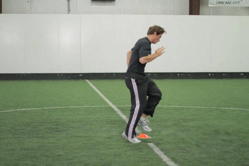 Single-Cone Sprint Drill — end position