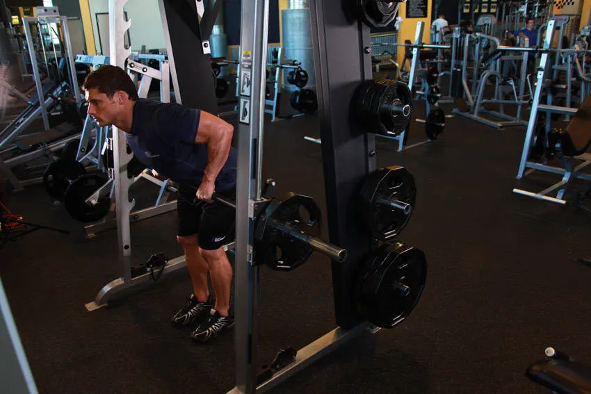 Smith Machine Bent Over Row — end position