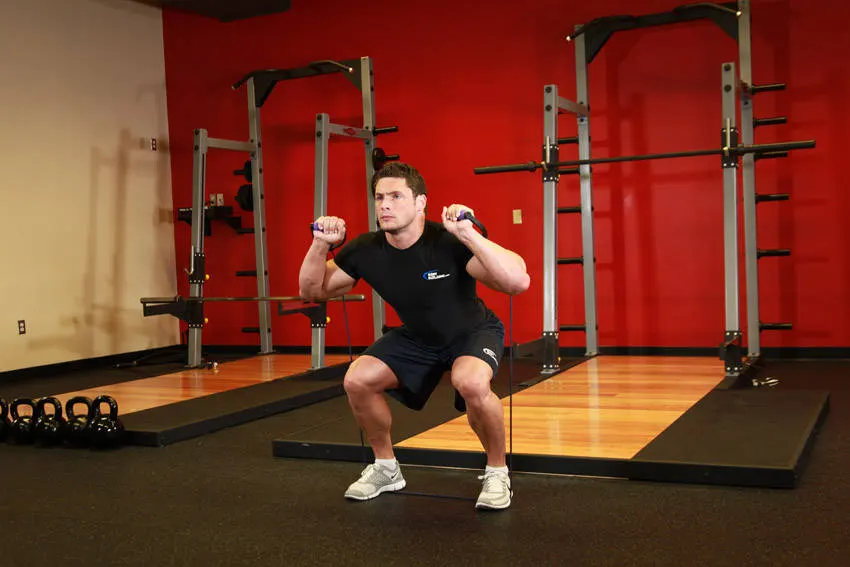 Squats - With Bands — end position